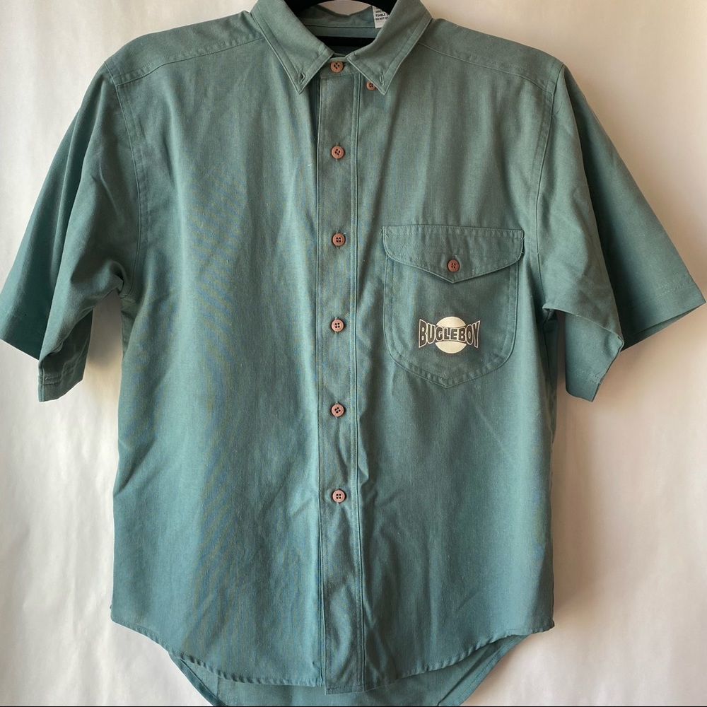 Boys vintage Hunter green Bugle‎ Boy button up shirt size medium 12/14